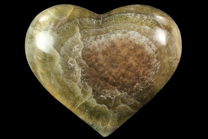 Polished Banded Fluorite Heart - Argentina #84186